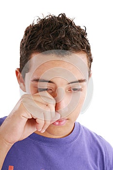 Portrait of young man crying