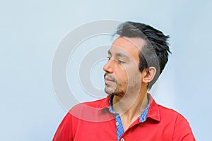 Portrait of a young man before a haircut.