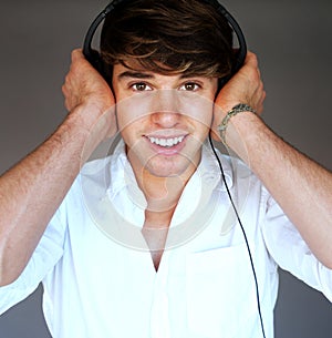 Portrait of a young man with headphones