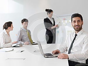 Portrait of young modern arab business man at office