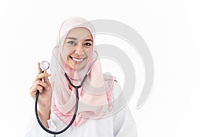 Portrait of a young Muslim woman doctor
