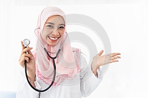 Portrait of a young Muslim woman doctor