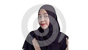 Portrait Young Muslim woman wearing traditional clothing and hijab smile
