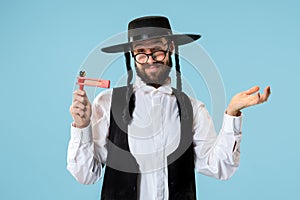 Portrait of a young orthodox Hasdim Jewish man with