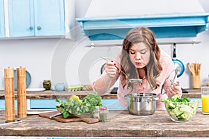 portrait of young overweight woman