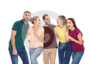 Portrait of young people laughing
