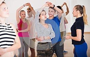Portrait of young people studying of partner dance