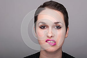 Portrait of young rebel girl in closeup view