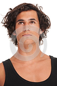 Portrait of a young romantic. Studio portrait of handsome young man isolated on white.