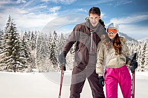 Portrait of young skiers