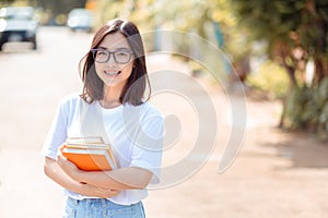 Portrait of young student asian woman wearing braces beauty smile with white teeth