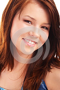 Portrait of young teenage brunette girl