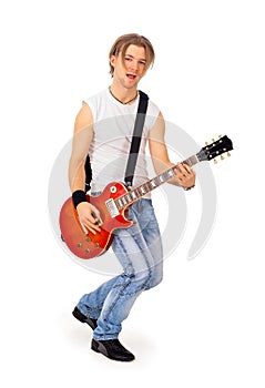 Portrait of young trendy guy jumping