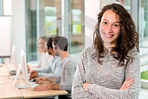 Portrait of a young a ttractive woman at work photo