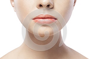Portrait of young woman with beautiful lips