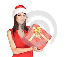 Portrait of a young woman in a Christmas hat