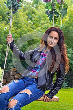 Portrait of a young woman with dark long hair.