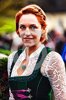 Portrait of a young woman in dirndl