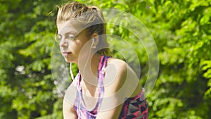 Portrait of young woman doing yoga exercises