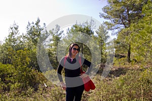 Portrait of young woman in the forest in  Turkey