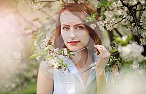 Portrait of a young woman in the garden