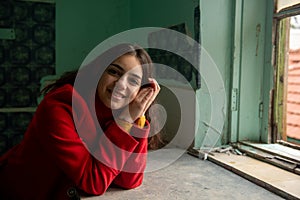 Portrait of a young woman happy and smiling