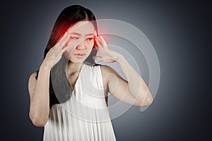 Portrait young woman having headache