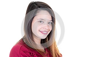 Portrait of a young woman with a perfect smile