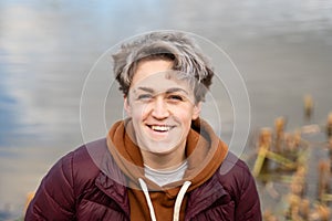 Portrait of a young woman with a short stylish haircut