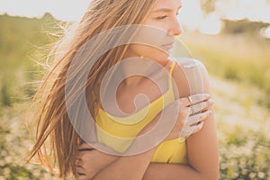 Portrait of young  woman on a spring/summer sunny day