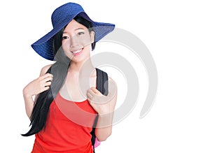 Portrait of young woman travelling