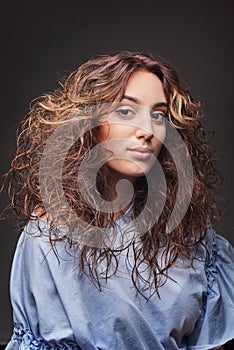 Portrait of young woman with trend dyed hair