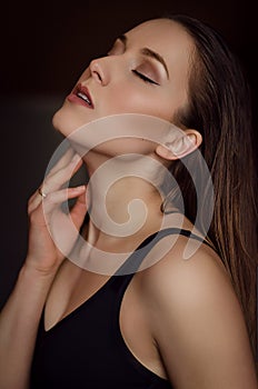 Portrait of young woman with wet hair