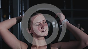 Portrait of a young woman who was sweating after a workout