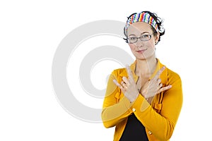 Portrait of a young woman in yellow