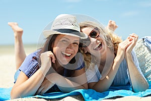 portrait young women at beach