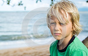 Portrait of a young worried boy