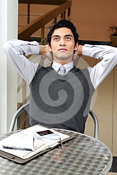 Portraits of businessman thinking