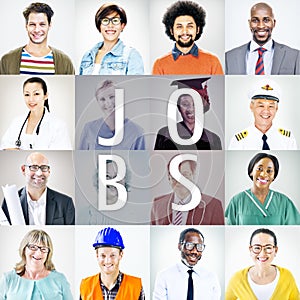 Portraits of Diverse People with Different Jobs