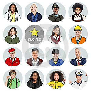 Portraits of Diverse People with Different Jobs