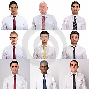 Portraits of an ethnically diverse and mixed age group businessmen