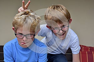 Portraits of a giggly brothers