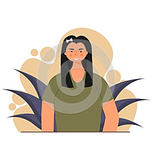 Portraits of girl smiling expression avatar profile illustration background.
