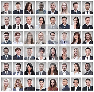 Portraits of a group of successful employees isolated on white