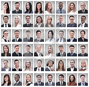 Portraits of a group of successful employees isolated on white