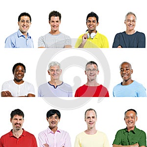 Portraits of Multiethnic Diverse Cheerful Men