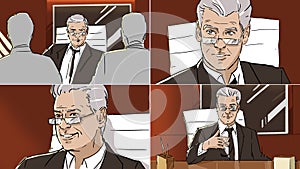 Portraits of an old man from storyboard