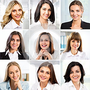 Portraits of smiling business women. Collage
