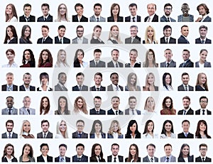 Portraits of successful employees isolated on a white