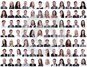 Portraits of successful employees isolated on a white
